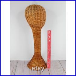 Vintage Woven Wicker Basket Head 19 Hat Stand Display Store Mannequin Form