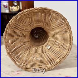 Vintage Woven Wicker Basket Head 21 Hat Stand Display Store Mannequin Form, Tall Wicker Hat Stand, 60s 70s Hat Display Rattan