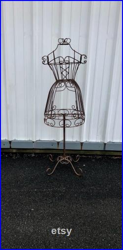 Vintage Wrought Iron Dress Form Mannequin Victorian Female Garden, Home Decor or Sewing Aid Shipping is NOT included. Ask for a quote.