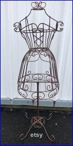 Vintage Wrought Iron Dress Form Mannequin Victorian Female Garden, Home Decor or Sewing Aid Shipping is NOT included. Ask for a quote.