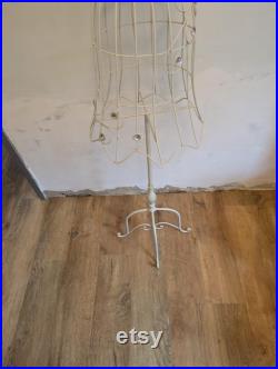 Vintage mid Century dress makers mannequin metal white coated with synthetic jewels