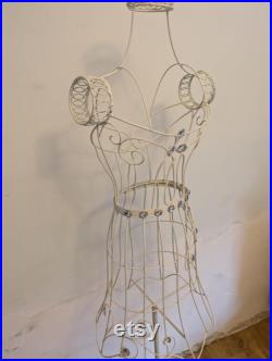Vintage mid Century dress makers mannequin metal white coated with synthetic jewels
