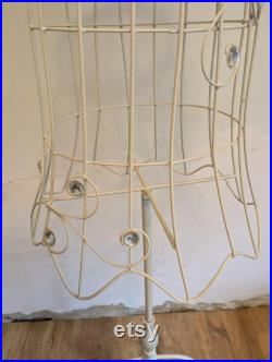 Vintage mid Century dress makers mannequin metal white coated with synthetic jewels