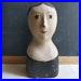 Vintage papier mache head bust mannequin, French hand painted marotte doll reproduction
