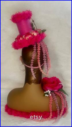 Vintage style Art Deco Flapper Flower Mannequin head African American Bride Bridal faux floral custom jewelry