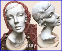 Vtg 1940s Chalk Plaster Women s Mannequin Display Head