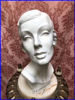 Vtg 1940s Chalk Plaster Women s Mannequin Display Head