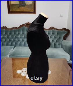 Wasp Waist Mannequin Black Velvet Torso Dress Form Jewelry bust display Torso paper mache Tailor Dummy pinnable Vintage French style