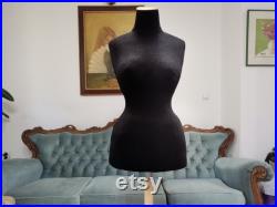 Wasp Waist Mannequin Black Velvet Torso with adjustable plate Stand Dress Form Jewelry display Torso paper mache Dummy pinnable French style