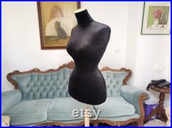 Wasp Waist Mannequin Black Velvet Torso with adjustable plate Stand Dress Form Jewelry display Torso paper mache Dummy pinnable French style