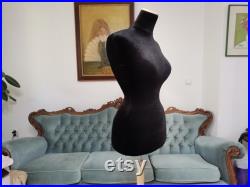 Wasp Waist Mannequin Black Velvet Torso with adjustable plate Stand Dress Form Jewelry display Torso paper mache Dummy pinnable French style