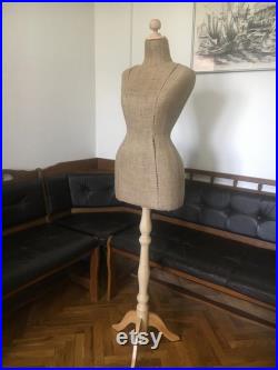 Wasp Waist Mannequin Torso Burlap Vintage French Style Dress Form Jewelry bust display Torso paper mashe Tailor Dummy Jewelry Holder pinable