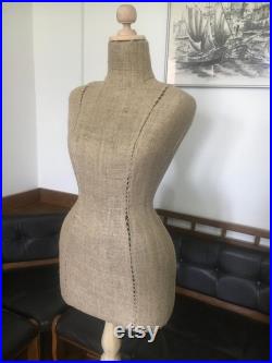 Wasp Waist Mannequin Torso Burlap Vintage French Style Dress Form Jewelry bust display Torso paper mashe Tailor Dummy Jewelry Holder pinable