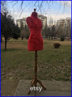 Wasp Waist Mannequin Torso Velvet Vintage French Style Dress Form Jewelry bust display Torso paper mashe Tailor Dummy Jewelry Holder pinable