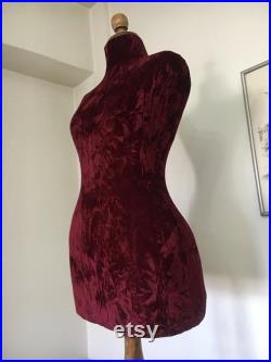 Wasp Waist Mannequin Velvet Torso Vintage French Style Dress Form Jewelry bust display Torso paper mashe Tailor Dummy Table Top pinable