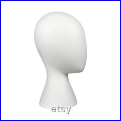 White Female Wig Head Mannequin, Dressmaker Dummy Head Block Fiberglass Stand for hair jewelry Display, Fashion Head Maker Wedding Ornament