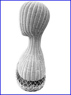 White Wicker Head and Shoulders Mannequin Display Form From The 1980's