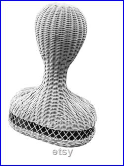 White Wicker Head and Shoulders Mannequin Display Form From The 1980's