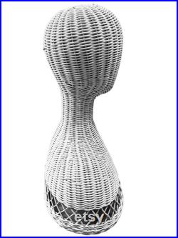 White Wicker Head and Shoulders Mannequin Display Form From The 1980's