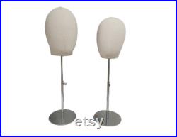 Wigs Display Crowns Display Adjustable Silver Base Natural Linen Female Mannequin Head Nina