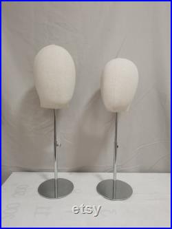Wigs Display Crowns Display Adjustable Silver Base Natural Linen Female Mannequin Head Nina