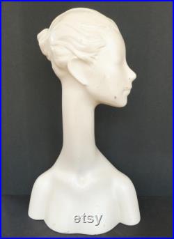 Wolh and Vine Woman Mannequin Head Long Neck Shoulders 23in Fiberglass WA-911 VTG