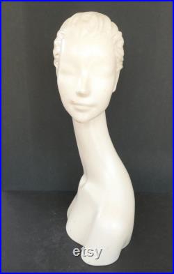 Wolh and Vine Woman Mannequin Head Long Neck Shoulders 23in Fiberglass WA-911 VTG