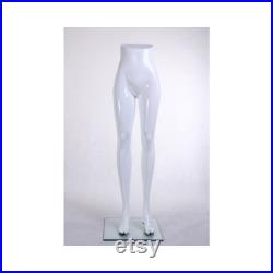 Women's Adult Glossy White Fiberglass Pant Legs Form Display with Glass Base TM1WHITE