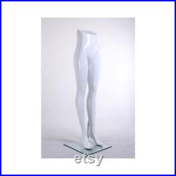 Women's Adult Glossy White Fiberglass Pant Legs Form Display with Glass Base TM1WHITE