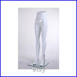 Women's Adult Glossy White Fiberglass Pant Legs Form Display with Glass Base TM1WHITE