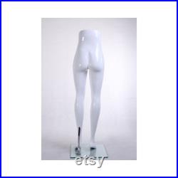 Women's Adult Glossy White Fiberglass Pant Legs Form Display with Glass Base TM1WHITE