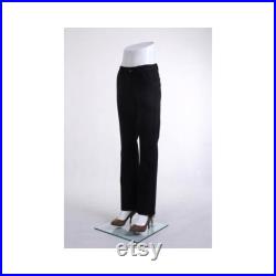 Women's Adult Glossy White Fiberglass Pant Legs Form Display with Glass Base TM1WHITE