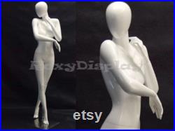 Women's Full Body Egg Head Glossy White Mannequin C5