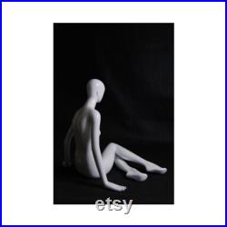 Women's Glossy White Seated Full Body Ladies Sitting Abstract Mannequin XD07W