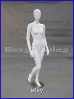 Women's Matte White Full Body Egg Head Ladies Mannequin With Removable Heel GS6W2