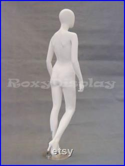 Women's Matte White Full Body Egg Head Ladies Mannequin With Removable Heel GS6W2