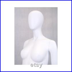 Women's Matte White Full Body Mannequin With Egg Head Round Metal Base Included GF11W2