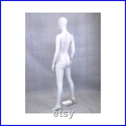 Women's Matte White Full Body Mannequin With Egg Head Round Metal Base Included GF11W2