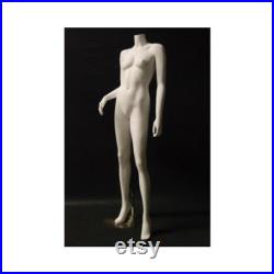 Women's Matte White Headless Full Body Fiberglass Mannequin with Metal Base A5BW2-S
