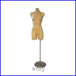 Womens Full Round Hollow Plastic Body Form Mannequin Torso with Shoulders and Thighs P907F