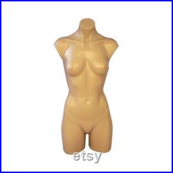 Womens Full Round Hollow Plastic Body Form Mannequin Torso with Shoulders and Thighs P907F
