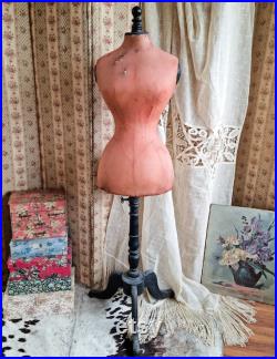 antique stockman wasp waist mannequin in original coral fabric