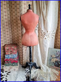 antique stockman wasp waist mannequin in original coral fabric