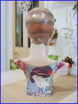 art deco mannequin head beautiful fibreglass doll house of harlequin 1940s 1920s flapper wig hat display prop lady boutique display oak doll