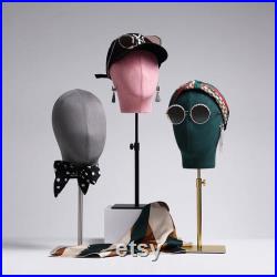 lilladisplay personalized 55 colors pinnable adjustable gold base abstract face suede velvet female mannequin head SL03