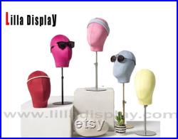 lilladisplay personalized 55 colors pinnable adjustable gold base abstract face suede velvet female mannequin head SL03