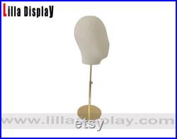 lilladisplay personalized 55 colors pinnable adjustable gold base abstract face suede velvet female mannequin head SL03