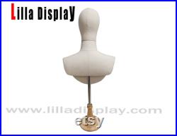 lilladisplay wooden base sewing pinnable natural linen male mannequin head with shoulders Robert