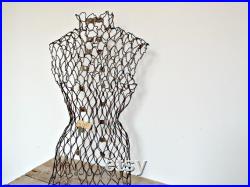original FREESTANDING MANNEQUIN unique sewing metal mesh dress form diy craft antique sewing utensil