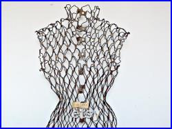 original FREESTANDING MANNEQUIN unique sewing metal mesh dress form diy craft antique sewing utensil